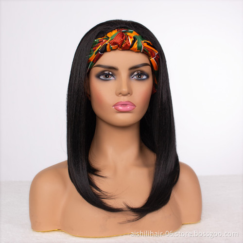 Long straight headband wigs wholesale bkack straight fiber synthetic hair for black women